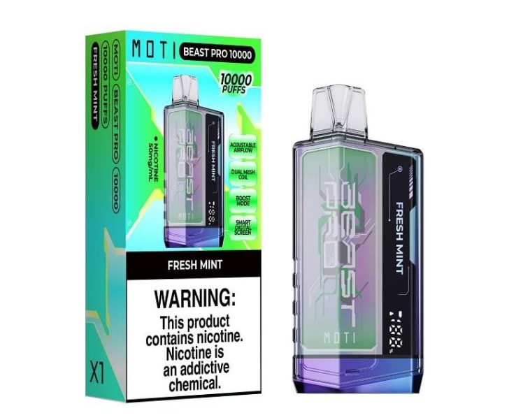 MOTI Beast Pro 10000 Puffs Vape - čerstv&aacute; m&auml;ta: v&yacute;kon a sviežosť v jednom
